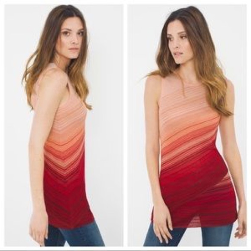 NWT WHBM Sleeveless Ombre Tunic Tank Top Pink Red